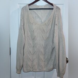 Neuflora Cream Scoop Neck Sweater Open Back M/L